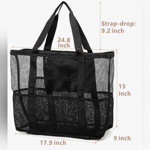 Black Mesh Beach Bag Tote.  New With Out Tags.